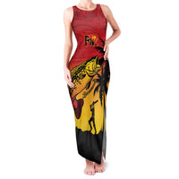 Custom Papua New Guinea Cricket Family Matching Tank Maxi Dress and Hawaiian Shirt PNG Barramundis LT14 Mom's Dress Red - Polynesian Pride