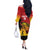 Custom Papua New Guinea Cricket Off The Shoulder Long Sleeve Dress PNG Barramundis - Polynesian Pride