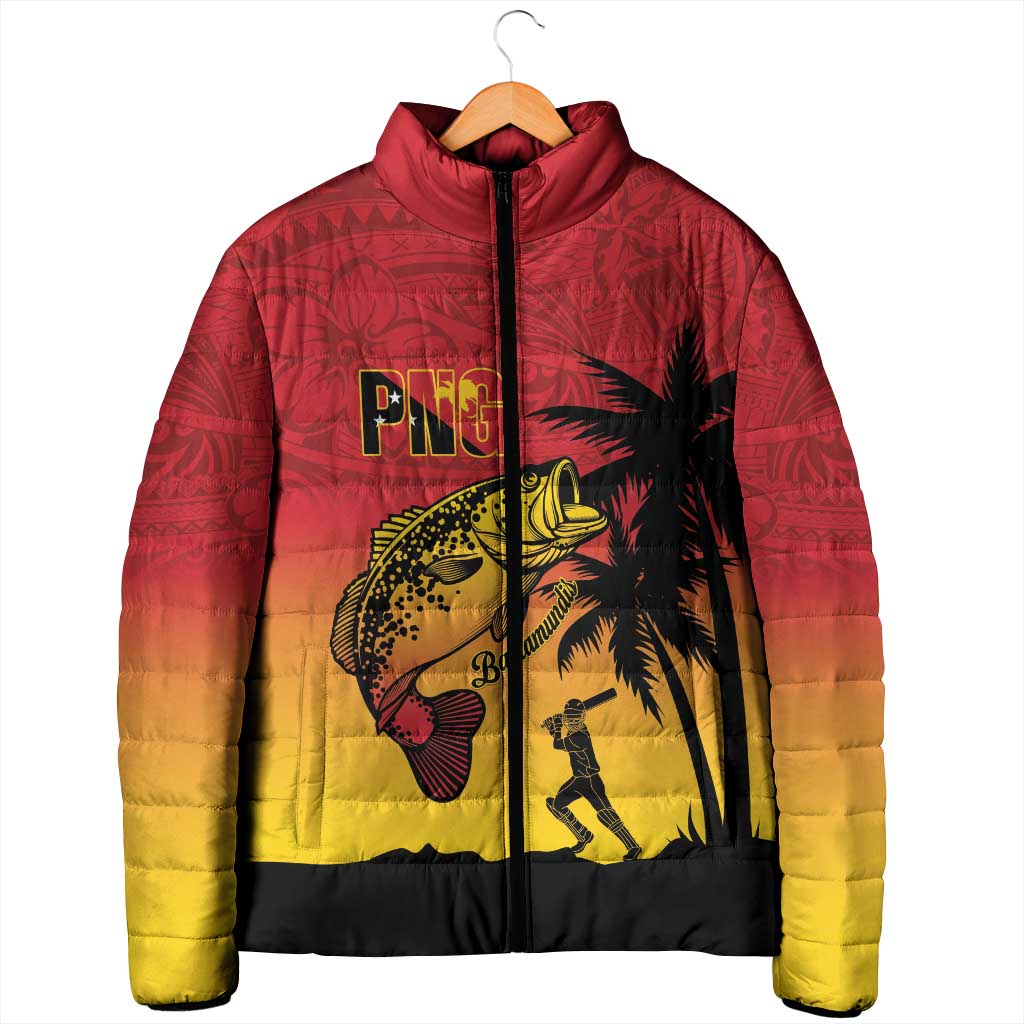 Custom Papua New Guinea Cricket Padded Jacket PNG Barramundis - Polynesian Pride