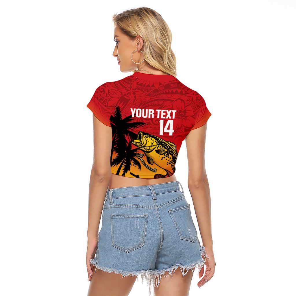 Custom Papua New Guinea Cricket Raglan Cropped T Shirt PNG Barramundis - Polynesian Pride
