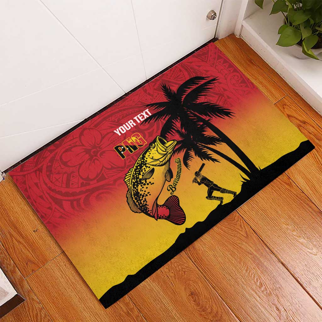 Custom Papua New Guinea Cricket Rubber Doormat PNG Barramundis - Polynesian Pride