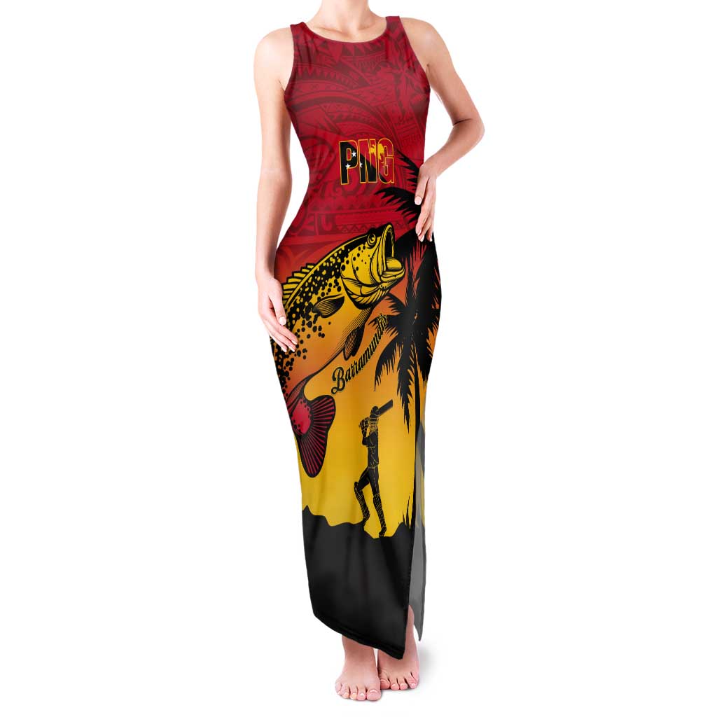 Custom Papua New Guinea Cricket Tank Maxi Dress PNG Barramundis - Polynesian Pride