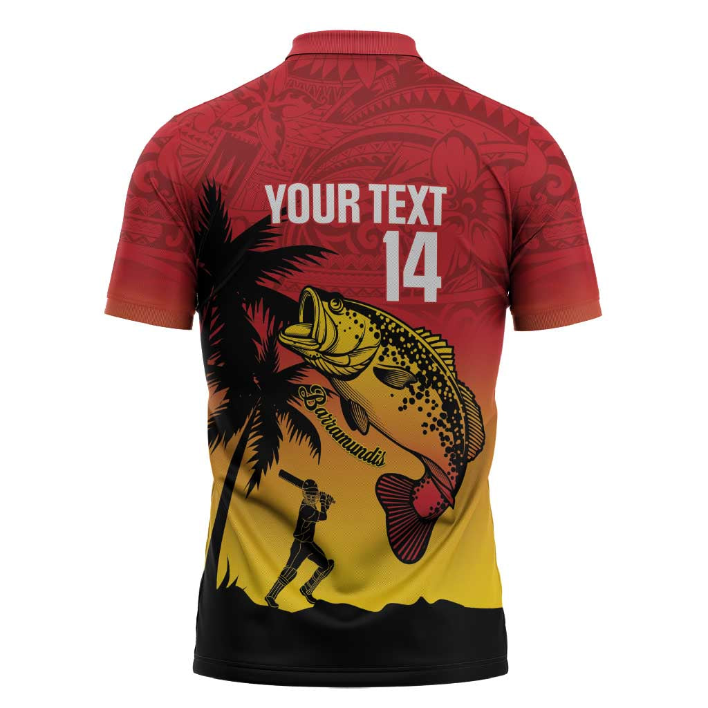 Custom Papua New Guinea Cricket Zipper Polo Shirt PNG Barramundis - Polynesian Pride