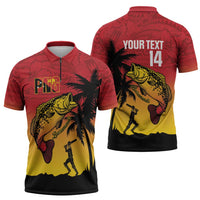 Custom Papua New Guinea Cricket Zipper Polo Shirt PNG Barramundis - Polynesian Pride
