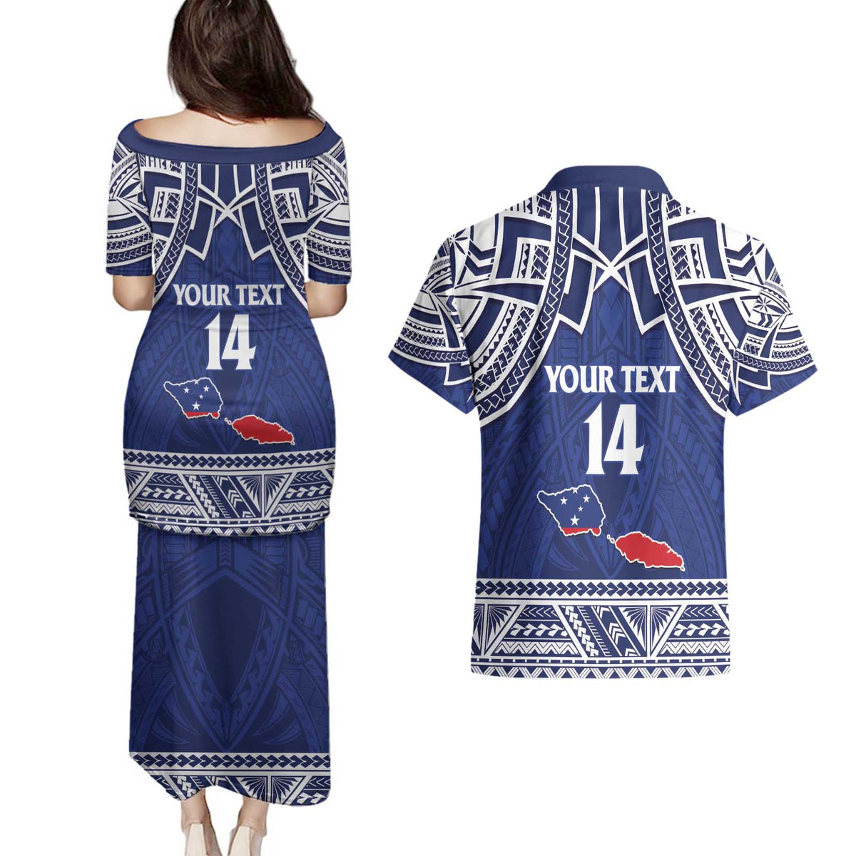 Custom Samoa Cricket Couples Matching Puletasi and Hawaiian Shirt Go Champions Samoan - Polynesian Pride