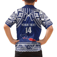 Custom Samoa Cricket Family Matching Off The Shoulder Long Sleeve Dress and Hawaiian Shirt Go Champions Samoan - Polynesian Pride