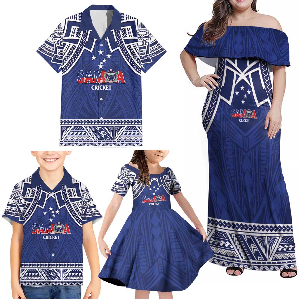 Custom Samoa Cricket Family Matching Off Shoulder Maxi Dress and Hawaiian Shirt Go Champions Samoan - Polynesian Pride