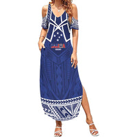 Custom Samoa Cricket Family Matching Summer Maxi Dress and Hawaiian Shirt Go Champions Samoan - Polynesian Pride