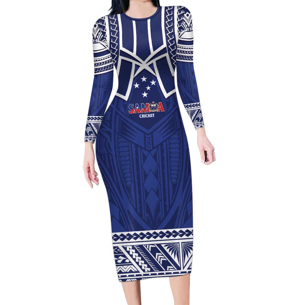 Custom Samoa Cricket Long Sleeve Bodycon Dress Go Champions Samoan - Polynesian Pride