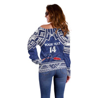 Custom Samoa Cricket Off Shoulder Sweater Go Champions Samoan - Polynesian Pride