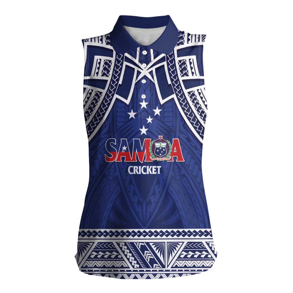 Custom Samoa Cricket Women Sleeveless Polo Shirt Go Champions Samoan - Polynesian Pride