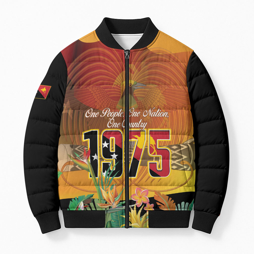 Personalised Papua New Guinea Independence Day Bomber Puffer Jacket One People One Nation One Country