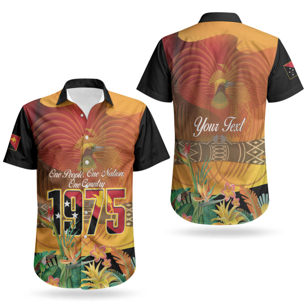 Personalised Papua New Guinea Independence Day Couples Matching Off Shoulder Maxi Dress and Hawaiian Shirt One People One Nation One Country