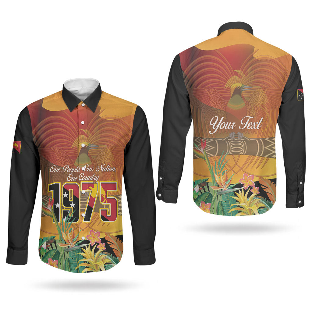 Personalised Papua New Guinea Independence Day Couples Matching Puletasi and Long Sleeve Button Shirt One People One Nation One Country