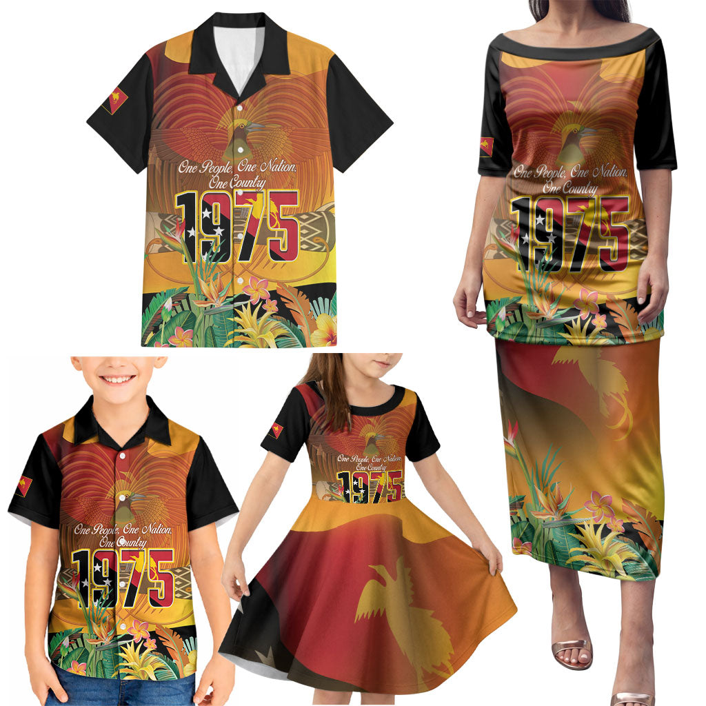 Personalised Papua New Guinea Independence Day Family Matching Puletasi and Hawaiian Shirt One People One Nation One Country LT14 - Polynesian Pride