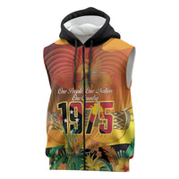 Personalised Papua New Guinea Independence Day Sleeveless Zip Hoodie One People One Nation One Country