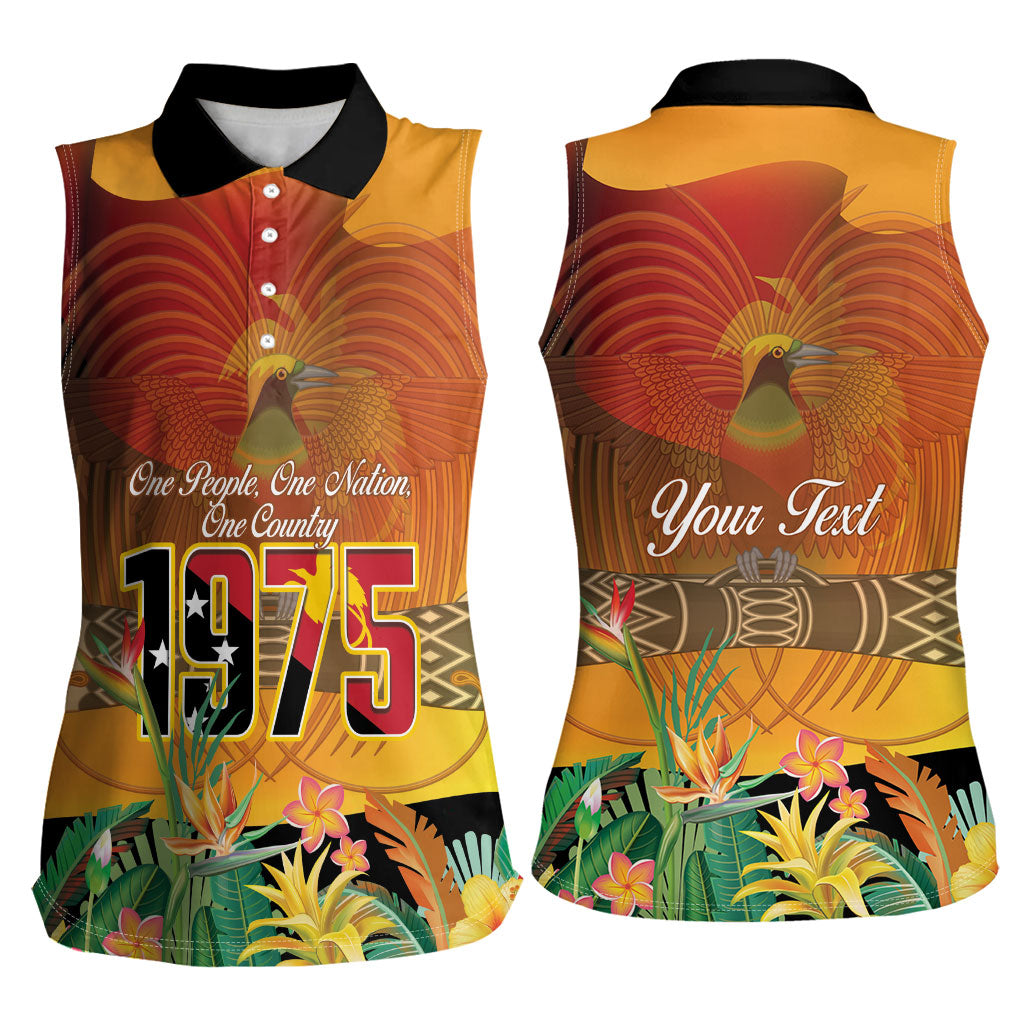 Personalised Papua New Guinea Independence Day Women Sleeveless Polo Shirt One People One Nation One Country