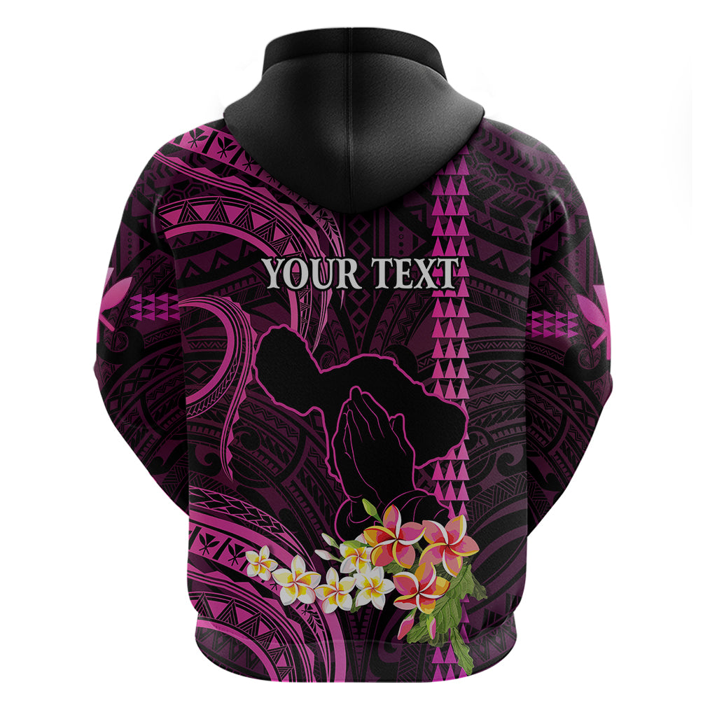 Personalised Hawaii Hoodie Pray For Maui Hawaiian Plumeria Be Strong Pink Verison LT14 - Polynesian Pride