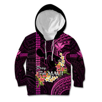 Personalised Hawaii Kid Hoodie Pray For Maui Hawaiian Plumeria Be Strong Pink Verison LT14 Hoodie Pink - Polynesian Pride