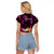 Personalised Hawaii Raglan Cropped T Shirt Pray For Maui Hawaiian Plumeria Be Strong Pink Verison LT14 - Polynesian Pride