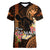 Hawaii Women V Neck T Shirt Pray For Maui Hawaiian Plumeria Be Strong Gold Verison LT14 Female Gold - Polynesian Pride