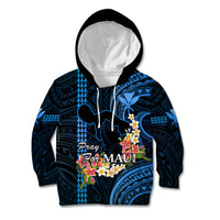 Hawaii Kid Hoodie Pray For Maui Hawaiian Plumeria Be Strong Blue Verison LT14 Blue - Polynesian Pride