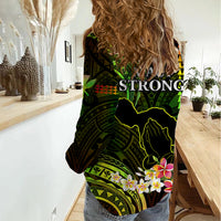 Hawaii Women Casual Shirt Pray For Maui Hawaiian Plumeria Be Strong Reggae Verison LT14 - Polynesian Pride