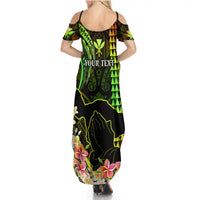 Personalised Hawaii Summer Maxi Dress Pray For Maui Hawaiian Plumeria Be Strong Reggae Verison LT14 - Polynesian Pride