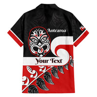 Personalised Te Reo Maori New Zealand Family Matching Off Shoulder Short Dress and Hawaiian Shirt Kia Haka Maori Fern With Tino Rangatiratanga LT14 - Polynesian Pride