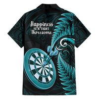 New Zealand Darts Family Matching Short Sleeve Bodycon Dress and Hawaiian Shirt Happiness Is A Tight Threesome Maori Turquoise LT14 - Polynesian Pride