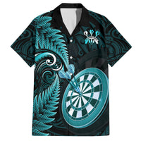 New Zealand Darts Family Matching Summer Maxi Dress and Hawaiian Shirt Happiness Is A Tight Threesome Maori Turquoise LT14 Dad's Shirt - Short Sleeve Turquoise - Polynesian Pride