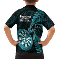 New Zealand Darts Family Matching Tank Maxi Dress and Hawaiian Shirt Happiness Is A Tight Threesome Maori Turquoise LT14 - Polynesian Pride