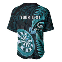 Personalised New Zealand Darts Baseball Jersey Happiness Is A Tight Threesome Maori Turquoise LT14 - Polynesian Pride