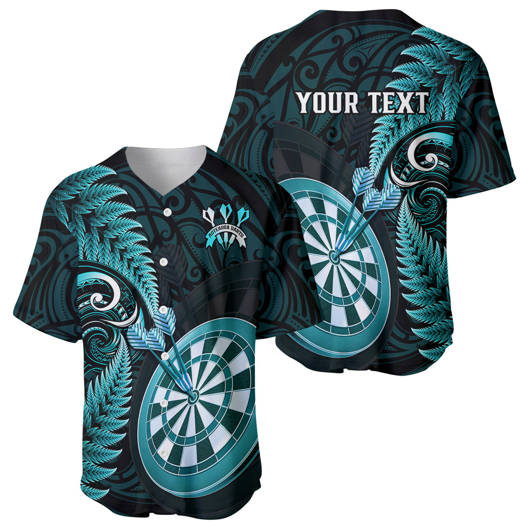 Personalised New Zealand Darts Baseball Jersey Happiness Is A Tight Threesome Maori Turquoise LT14 - Polynesian Pride