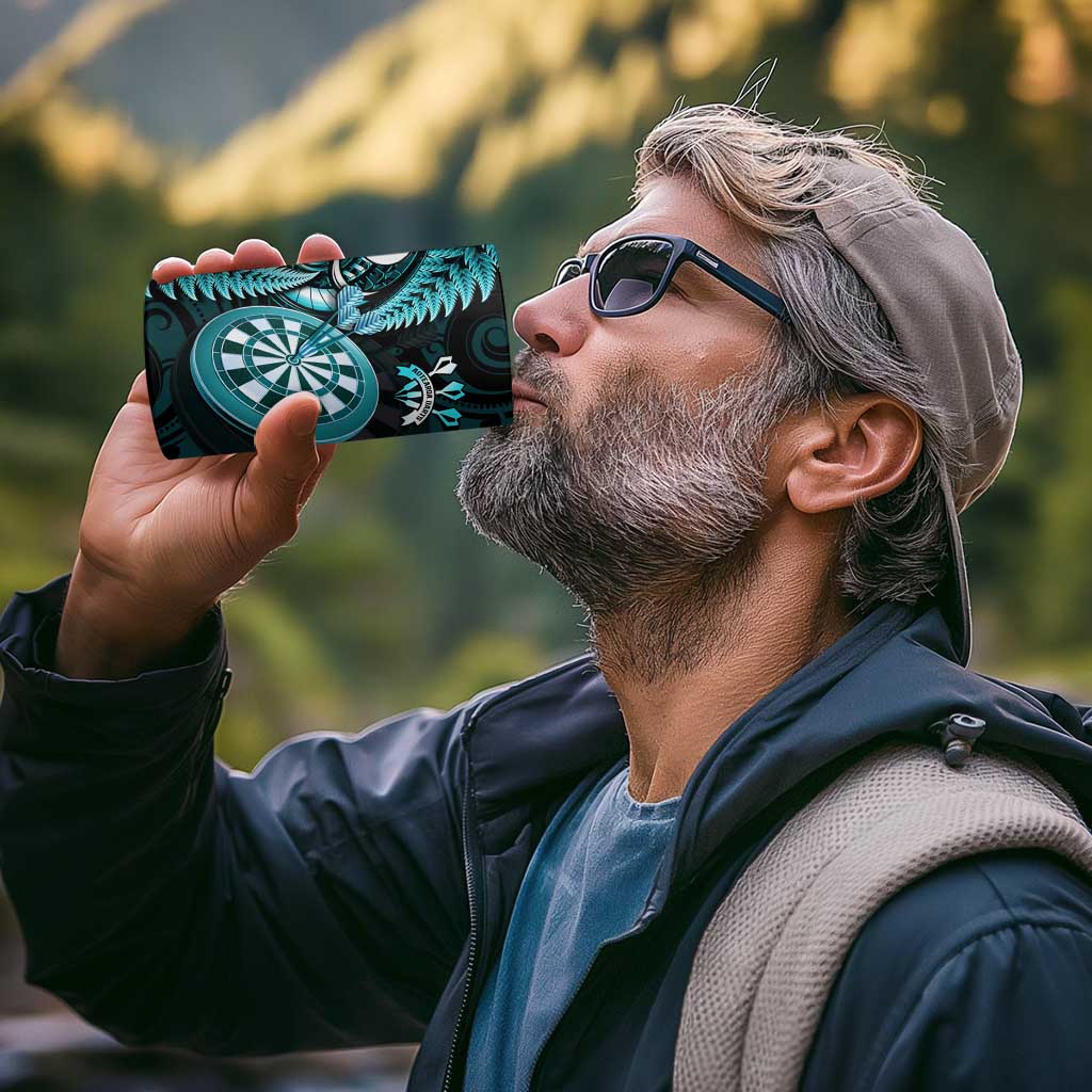 Personalised New Zealand Darts 4 in 1 Can Cooler Tumbler Happiness Is A Tight Threesome Maori Turquoise