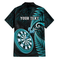 Personalised New Zealand Darts Family Matching Long Sleeve Bodycon Dress and Hawaiian Shirt Happiness Is A Tight Threesome Maori Turquoise LT14 - Polynesian Pride