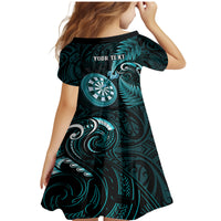 Personalised New Zealand Darts Family Matching Mermaid Dress and Hawaiian Shirt Happiness Is A Tight Threesome Maori Turquoise LT14 - Polynesian Pride