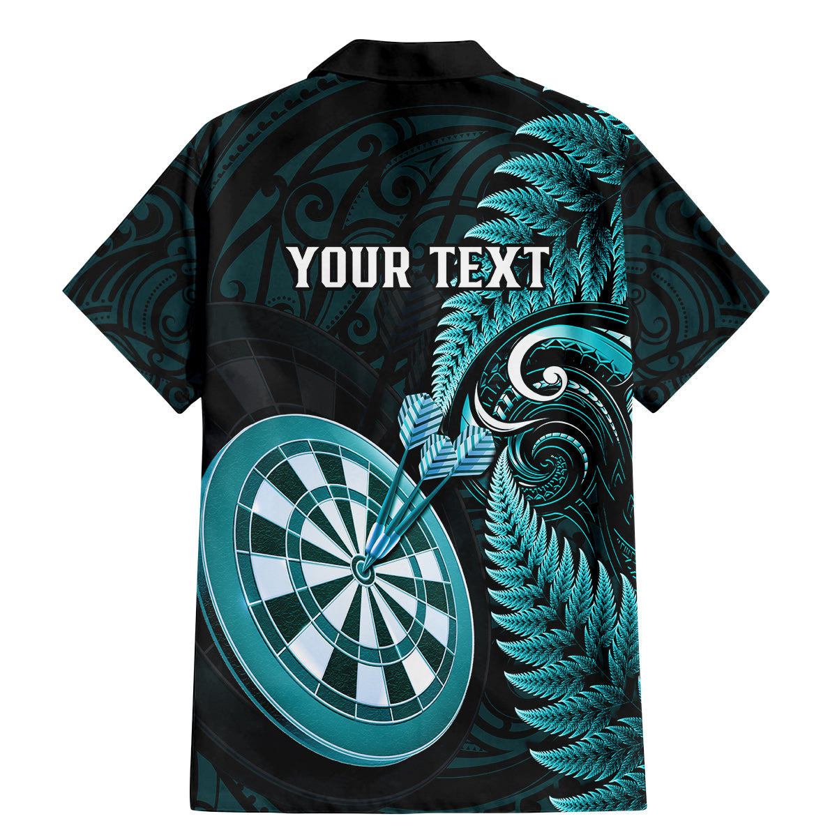 Personalised New Zealand Darts Family Matching Mermaid Dress and Hawaiian Shirt Happiness Is A Tight Threesome Maori Turquoise LT14 - Polynesian Pride