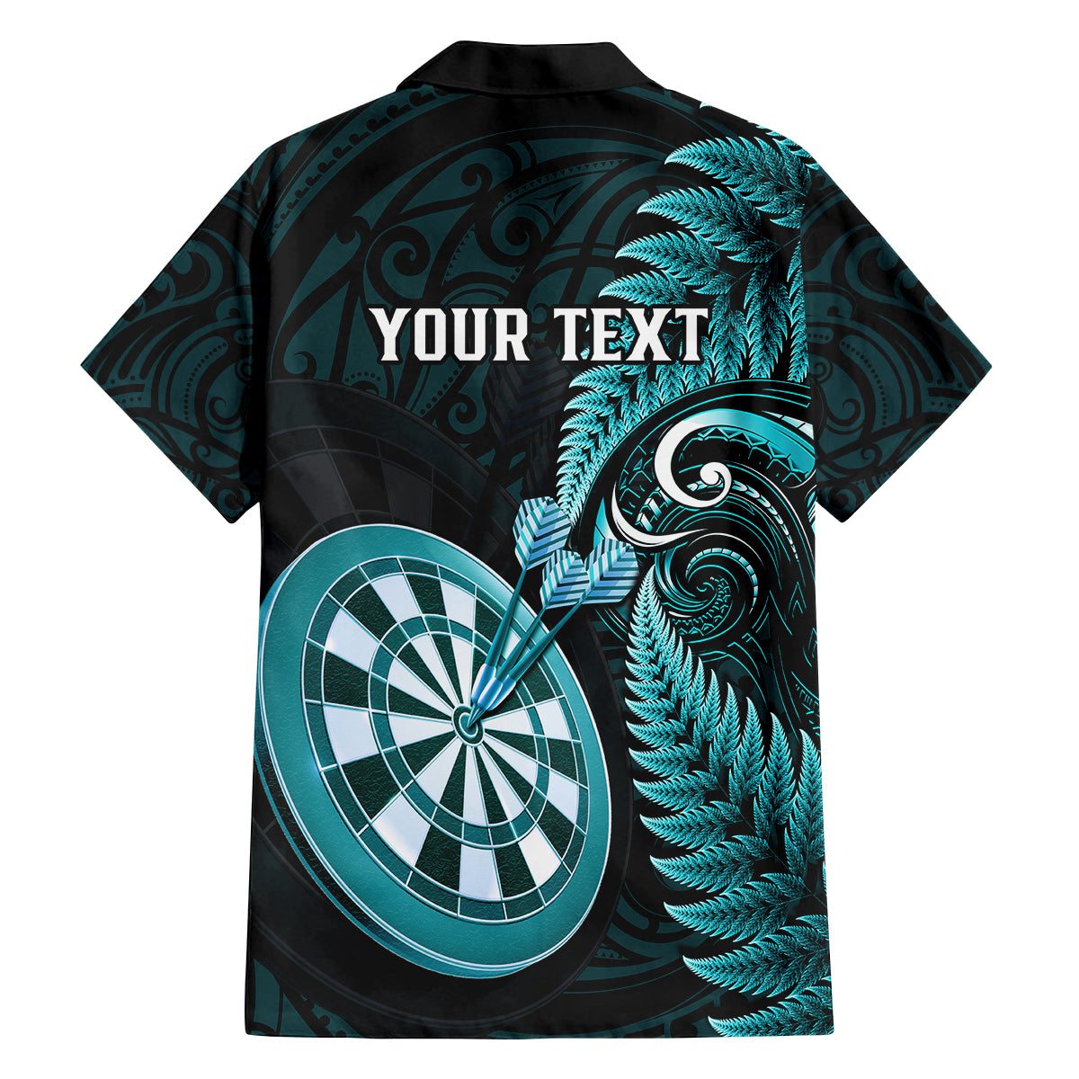 Personalised New Zealand Darts Family Matching Off Shoulder Long Sleeve Dress and Hawaiian Shirt Happiness Is A Tight Threesome Maori Turquoise LT14 - Polynesian Pride