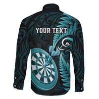 Personalised New Zealand Darts Family Matching Off Shoulder Short Dress and Hawaiian Shirt Happiness Is A Tight Threesome Maori Turquoise LT14 - Polynesian Pride