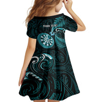Personalised New Zealand Darts Family Matching Tank Maxi Dress and Hawaiian Shirt Happiness Is A Tight Threesome Maori Turquoise LT14 - Polynesian Pride