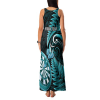 Personalised New Zealand Darts Family Matching Tank Maxi Dress and Hawaiian Shirt Happiness Is A Tight Threesome Maori Turquoise LT14 - Polynesian Pride
