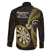 New Zealand Darts Family Matching Long Sleeve Bodycon Dress and Hawaiian Shirt Happiness Is A Tight Threesome Maori Gold LT14 - Polynesian Pride