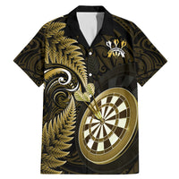 New Zealand Darts Family Matching Mermaid Dress and Hawaiian Shirt Happiness Is A Tight Threesome Maori Gold LT14 Dad's Shirt - Short Sleeve Gold - Polynesian Pride