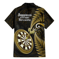 New Zealand Darts Family Matching Mermaid Dress and Hawaiian Shirt Happiness Is A Tight Threesome Maori Gold LT14 - Polynesian Pride