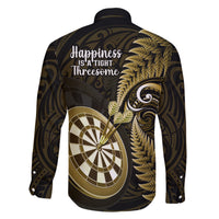 New Zealand Darts Family Matching Short Sleeve Bodycon Dress and Hawaiian Shirt Happiness Is A Tight Threesome Maori Gold LT14 - Polynesian Pride