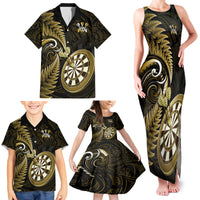 New Zealand Darts Family Matching Tank Maxi Dress and Hawaiian Shirt Happiness Is A Tight Threesome Maori Gold LT14 - Polynesian Pride