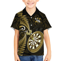 New Zealand Darts Family Matching Tank Maxi Dress and Hawaiian Shirt Happiness Is A Tight Threesome Maori Gold LT14 Son's Shirt Gold - Polynesian Pride