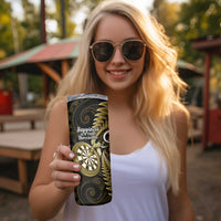New Zealand Darts Skinny Tumbler Happiness Is A Tight Threesome Maori Gold LT14 - Polynesian Pride