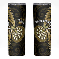Personalised New Zealand Darts Skinny Tumbler Happiness Is A Tight Threesome Maori Gold LT14 Gold - Polynesian Pride